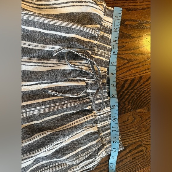 BRIGGS Womens Linen Blend Pull Up Pants Wide Leg Casual Gray Stripe Size M - Picture 3 of 6